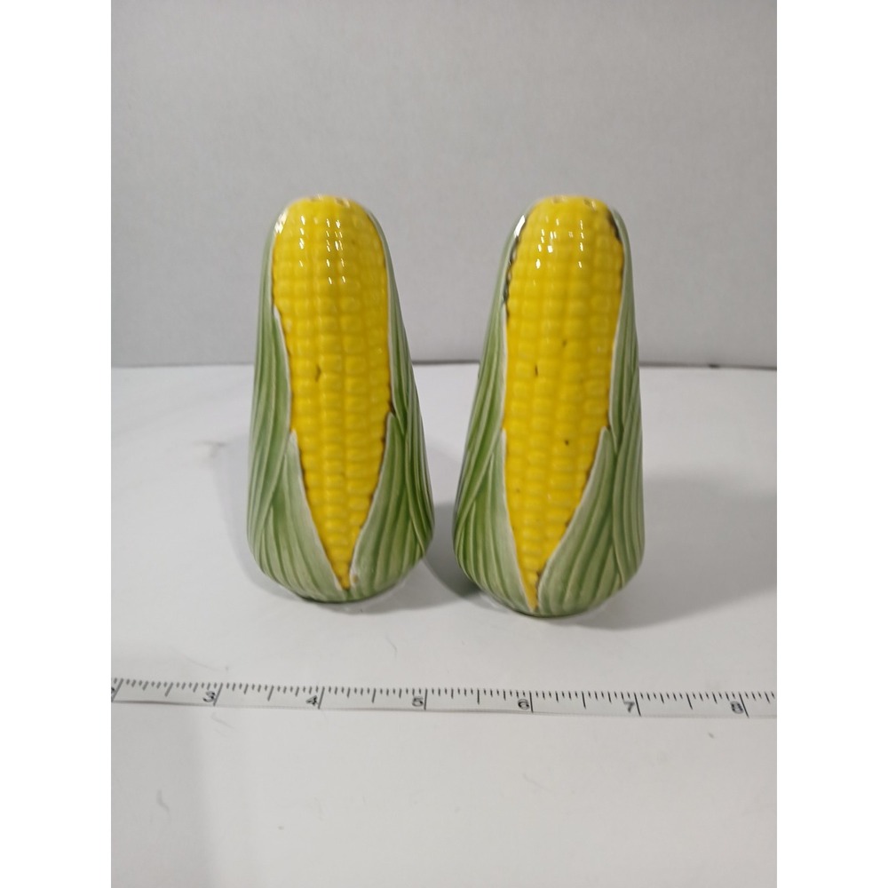 Corn on the Cob Salt and Pepper Shakers Ceramic Farmhouse 1980's vintage